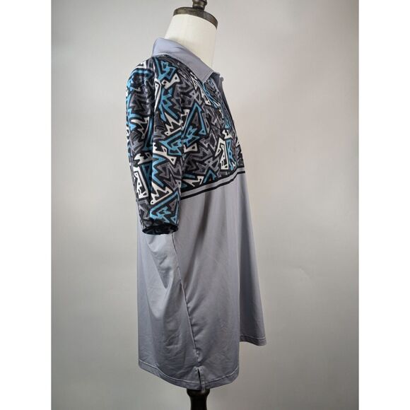 Tattoo Golf Men's L Polo Zone 18 Gray Blue Geometric Design Performance Active - Picture 7 of 11